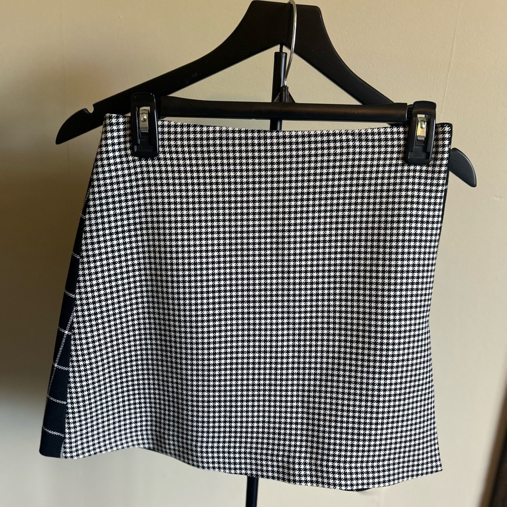 Alice + Olivia Black and White Checkered Mini Skirt